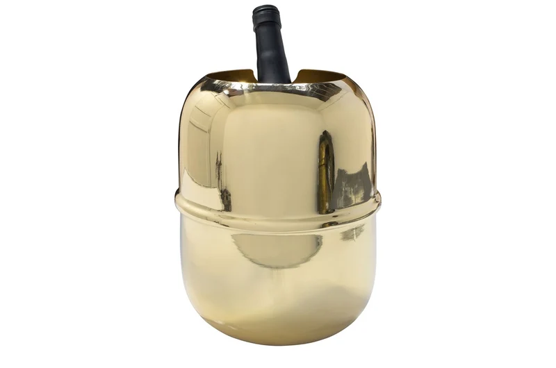 Casa Padrino Luxus Deko Objekt Gold Ø 18 x H. 21,2 cm - Weinkühler aus massivem poliertem Messing - Luxus Deko Accessoires