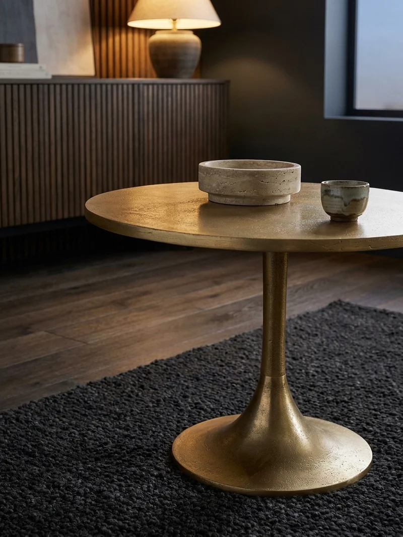 Couchtisch Klein Gold Metall Rund 60x60x46,5 cm Modern