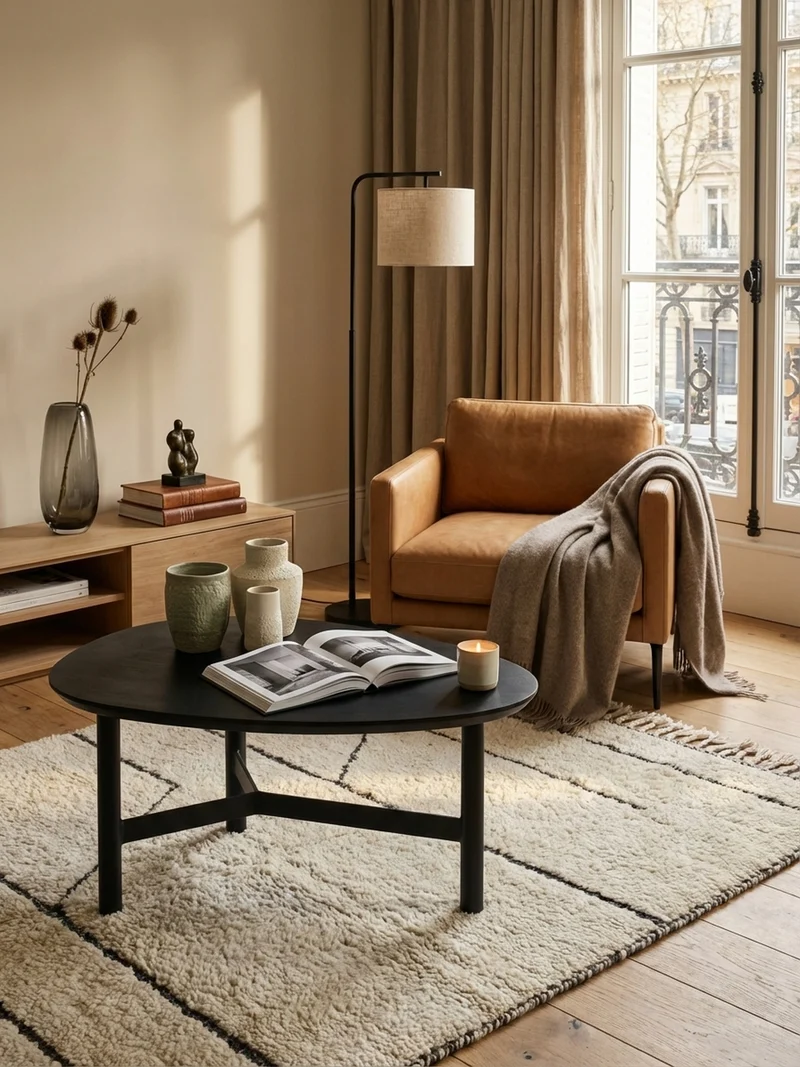 Couchtisch Mango Massivholz in Schwarz, Nierenform, 86x50x37 cm
