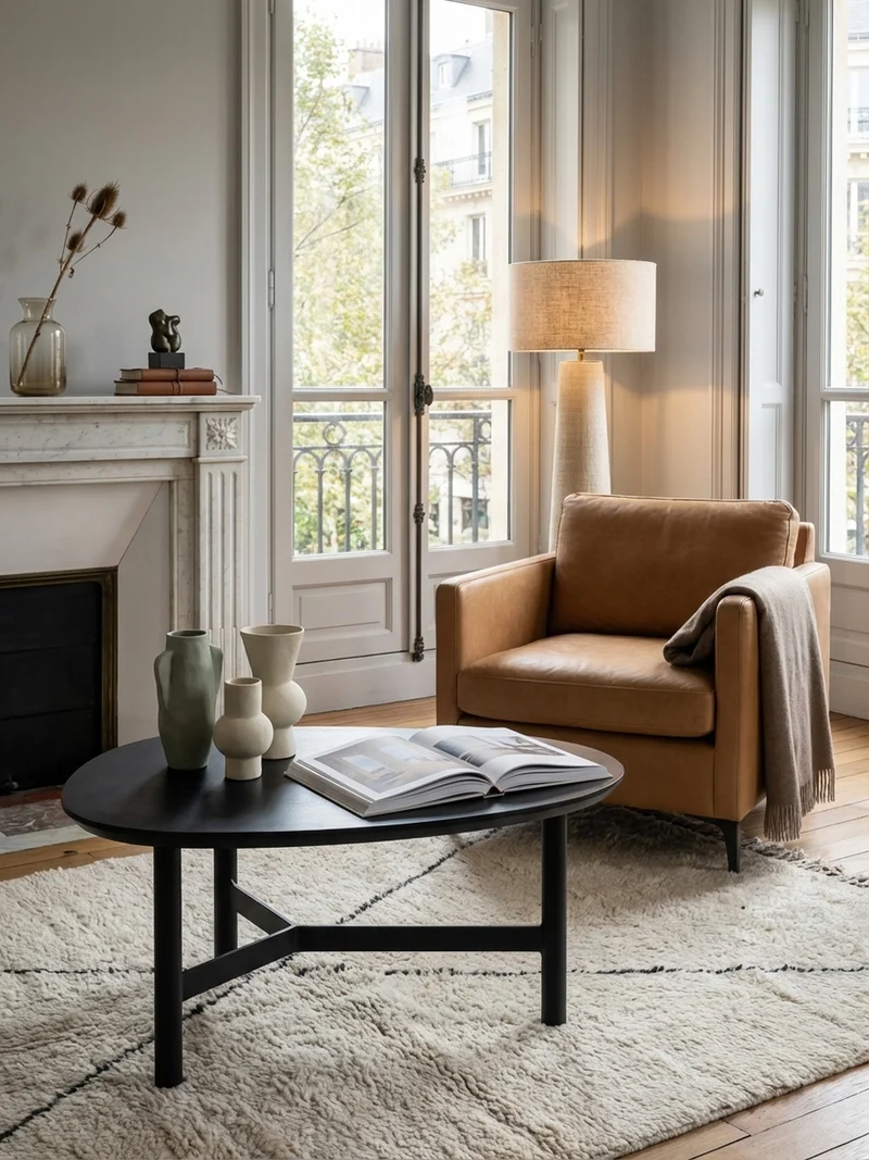 Couchtisch Mango Massivholz in Schwarz, Nierenform, 86x50x37 cm