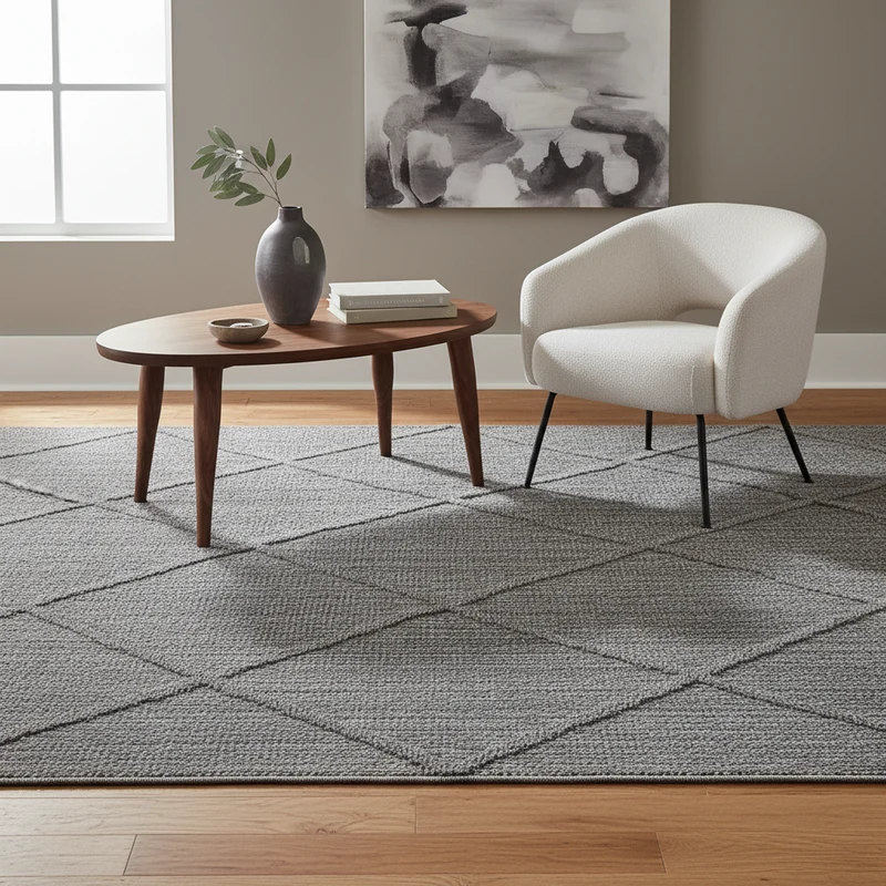 Outdoor-Teppich Rauten-Linien – Waschbar | Minimaler Boho-Stil für Terrasse