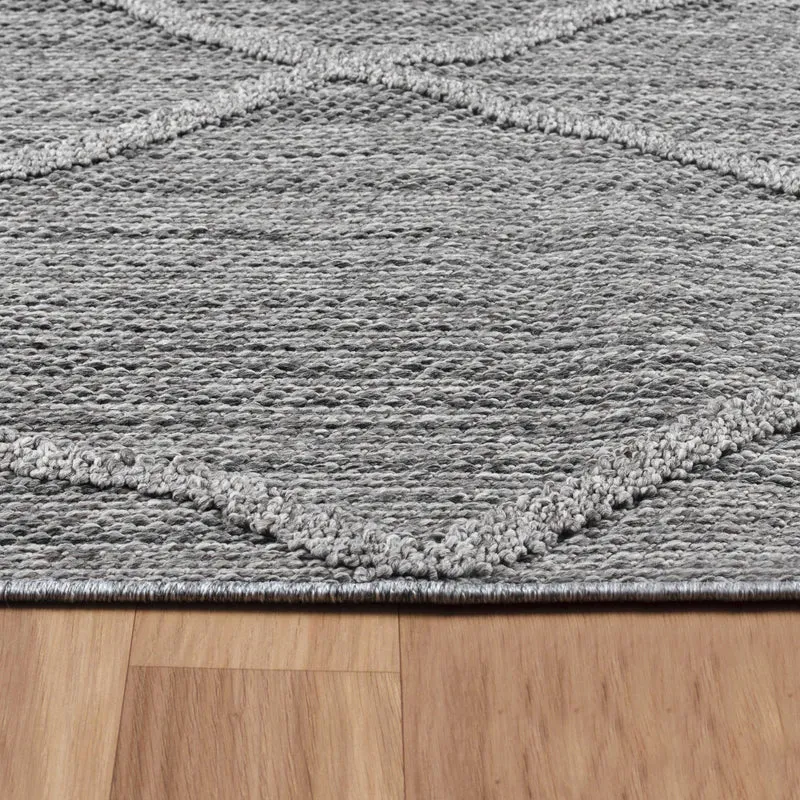 Outdoor-Teppich Rauten-Linien – Waschbar | Minimaler Boho-Stil für Terrasse