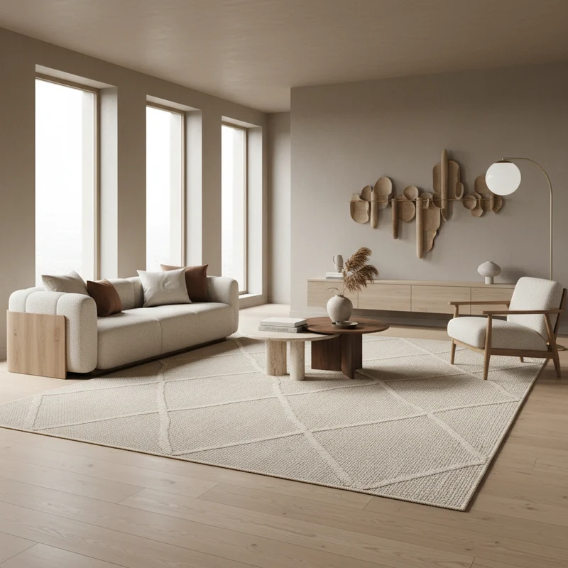 Outdoor-Teppich Rauten-Linien – Waschbar | Minimaler Boho-Stil für Terrasse