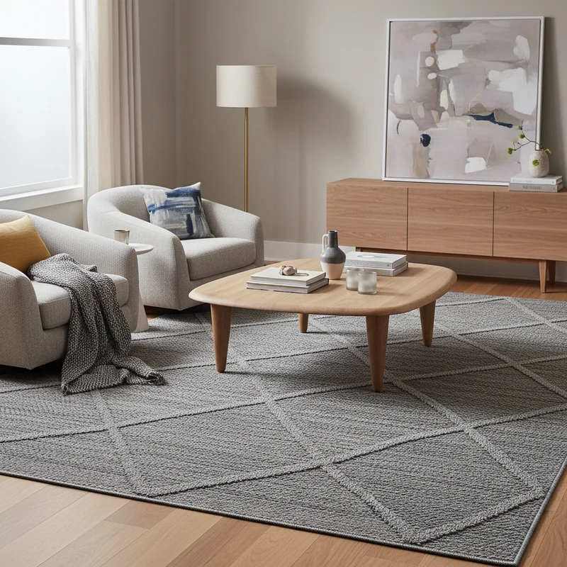 Outdoor-Teppich Rauten-Linien – Waschbar | Minimaler Boho-Stil für Terrasse