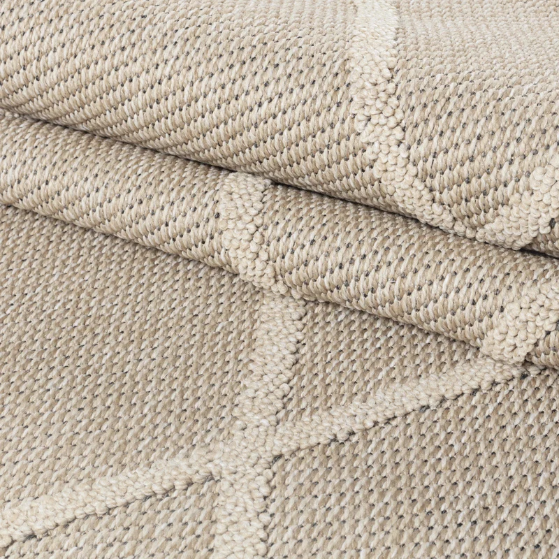 Outdoor-Teppich Rauten-Linien – Waschbar | Minimaler Boho-Stil für Terrasse