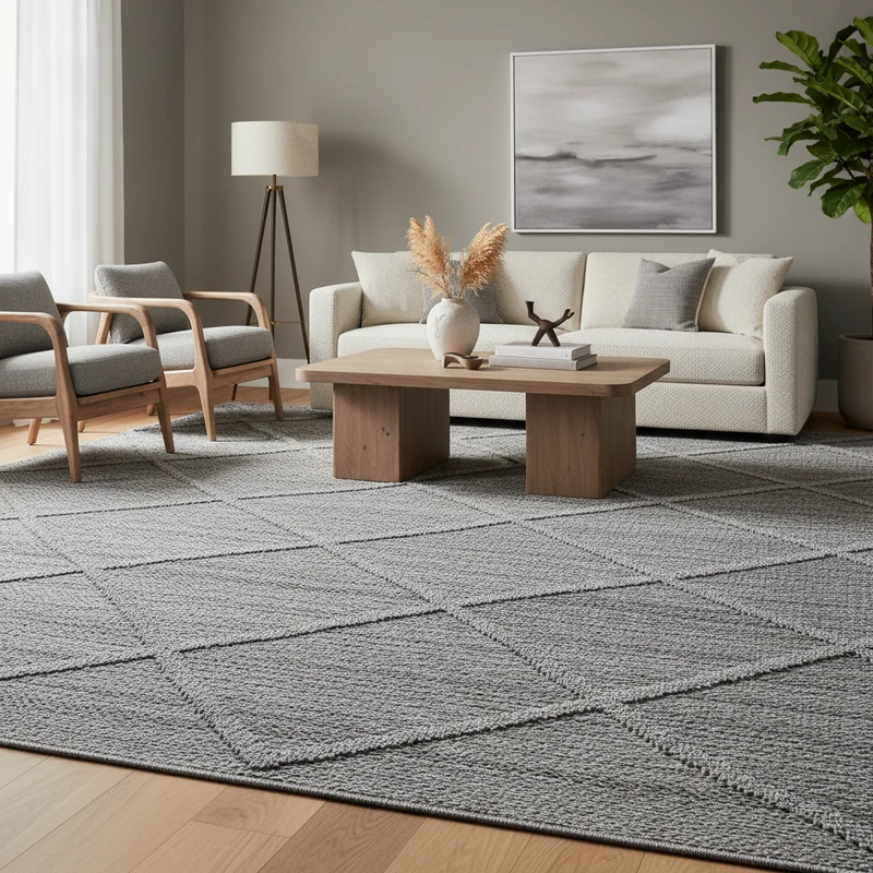 Outdoor-Teppich Rauten-Linien – Waschbar | Minimaler Boho-Stil für Terrasse