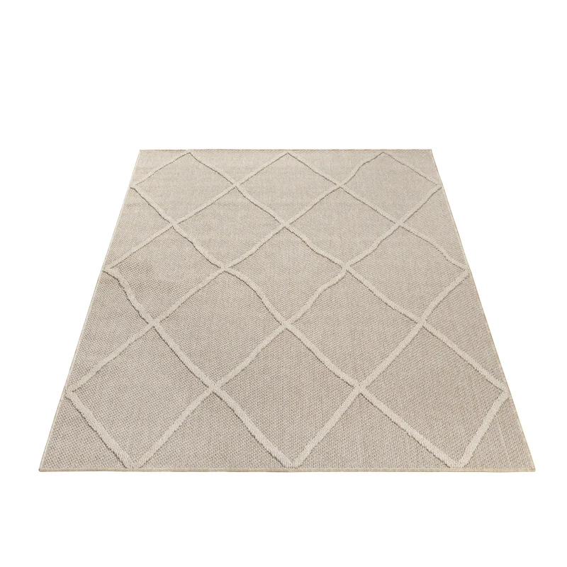 Outdoor-Teppich Rauten-Linien – Waschbar | Minimaler Boho-Stil für Terrasse