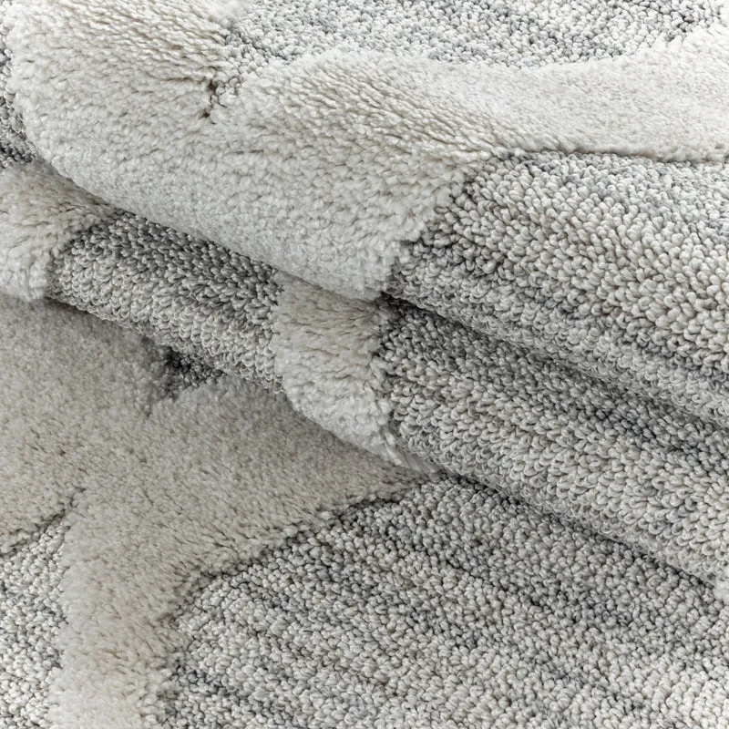 3D Hochflor-Teppich Boho-Rauten – Waschbar | Locker Gewebter Hoch-Tief-Effekt | 2,00 cm Florhöhe für Wohnkomfort