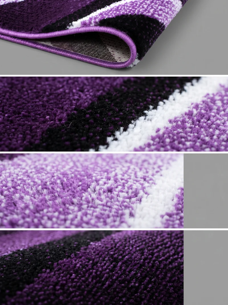 Kurzflor-Teppich Schwunglinien – Waschbar | Dynamisches Wellendesign | Heatset-Veredelung für Wolloptik