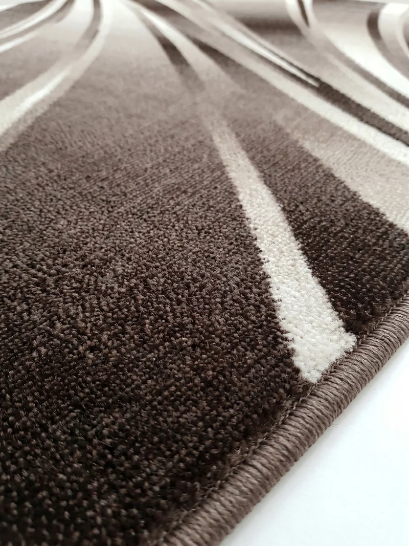 Kurzflor-Teppich Schwunglinien – Waschbar | Dynamisches Wellendesign | Heatset-Veredelung für Wolloptik