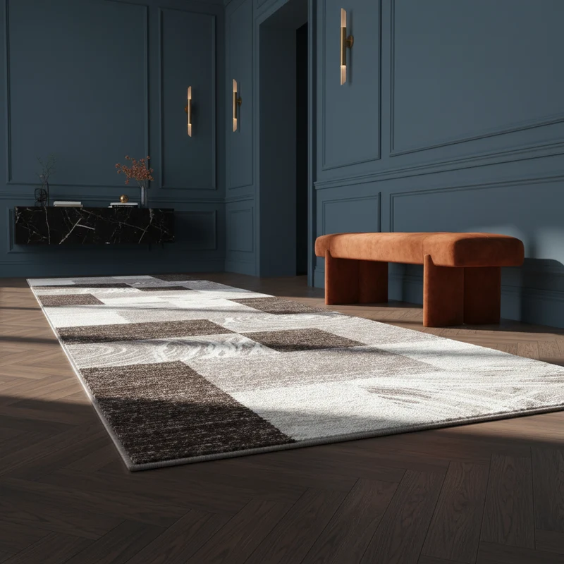 Kurzflor-Teppich Abstraktes Karo – Waschbar & Strapazierfähig | 280k Noppen pro m² für Langlebigkeit