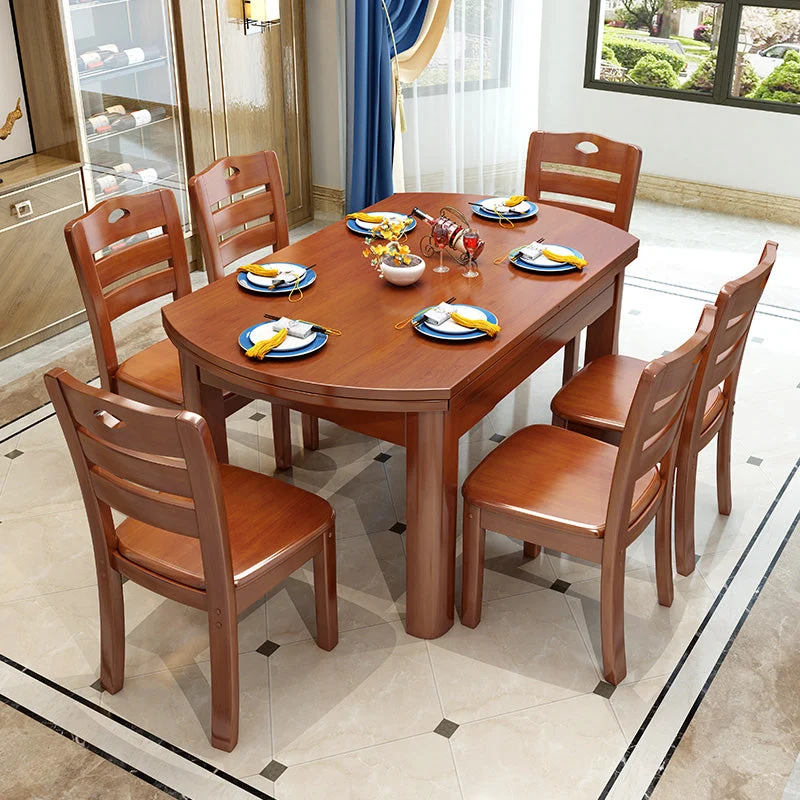 2-in-1-Esstisch-Set aus Massivholz