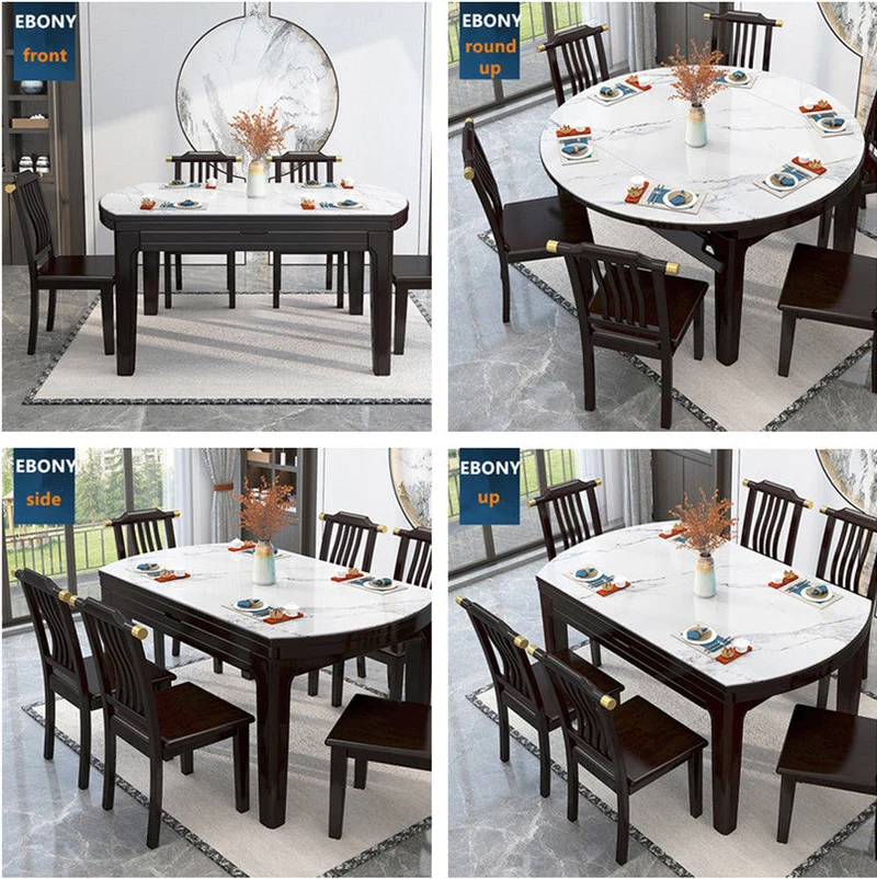 2-in-1-Esstisch-Set mit Marmortischplatte