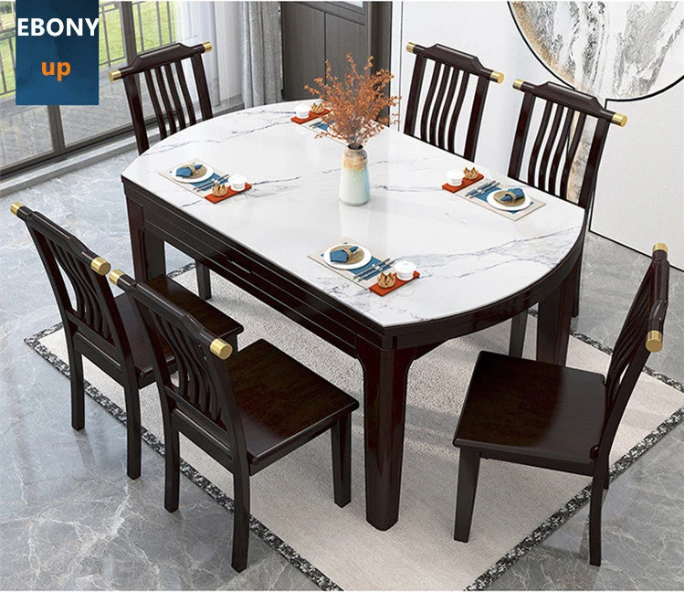2-in-1-Esstisch-Set mit Marmortischplatte