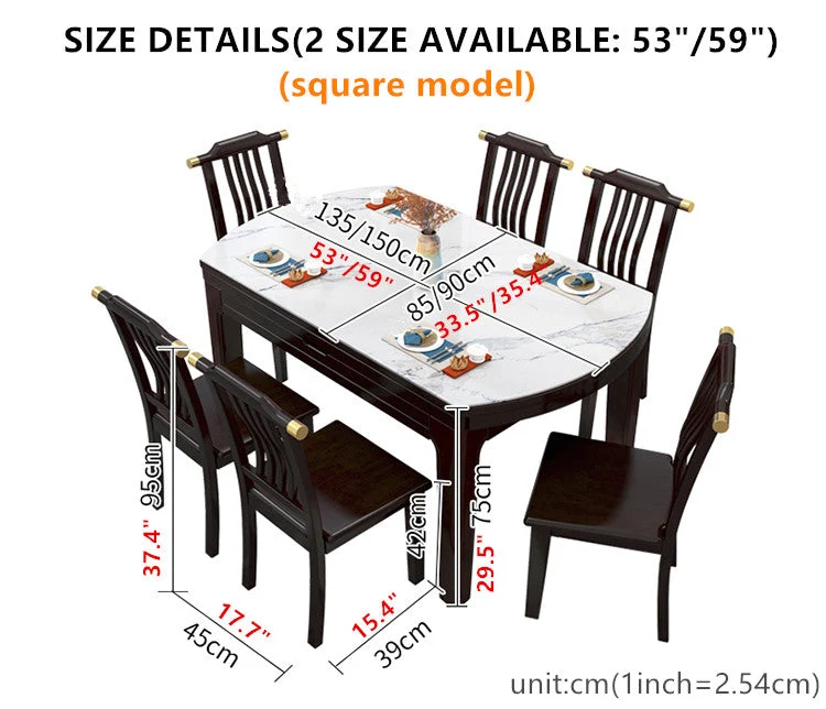 2-in-1-Esstisch-Set mit Marmortischplatte