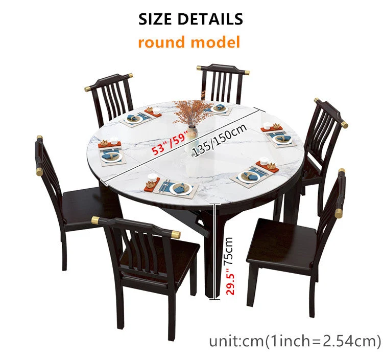 2-in-1-Esstisch-Set mit Marmortischplatte