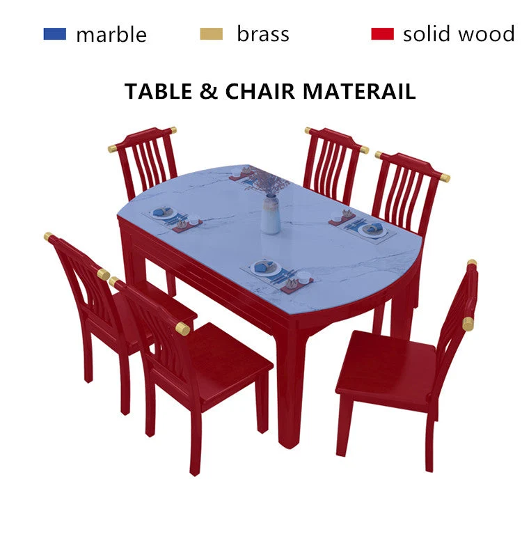 2-in-1-Esstisch-Set mit Marmortischplatte
