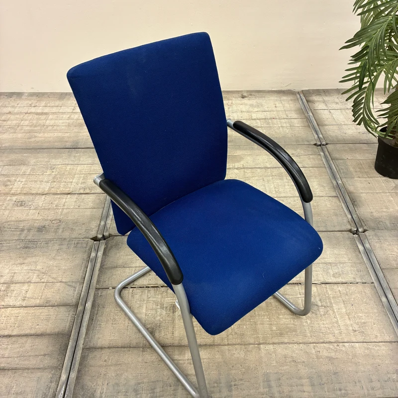Rhode&Grahl Freischwinger Konferenzstuhl Stuhl Blau Chrom Gebraucht