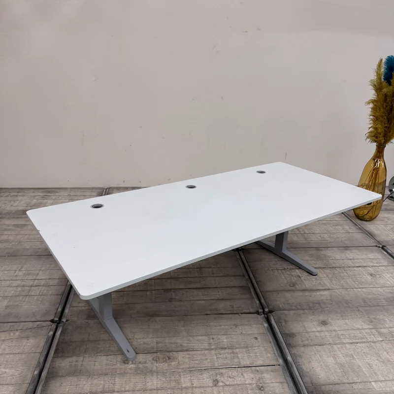 Linak Elektrisch Höhenverstellbarer Schreibtisch Weiß Holz Tisch 200x90 Gebraucht