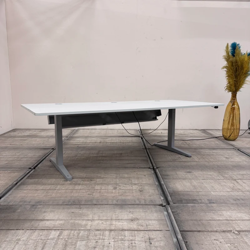 Linak Elektrisch Höhenverstellbarer Schreibtisch Weiß Holz Tisch 200x90 Gebraucht