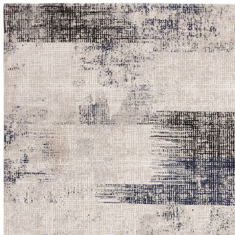 Teppich Velours geometrisch abstrakt pflegeleicht rutschfest Dunkelblau/Terrakotta