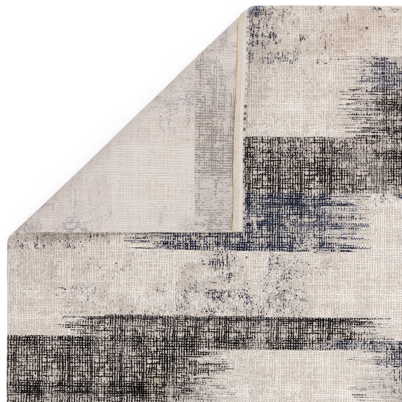 Teppich Velours geometrisch abstrakt pflegeleicht rutschfest Dunkelblau/Terrakotta