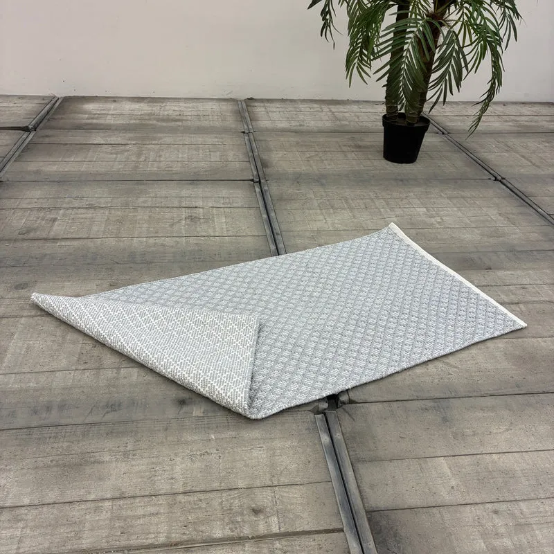 KidsDepot Kinderteppich Checky 70x140 Läufer Grau Weiß Rautenmuster Teppich