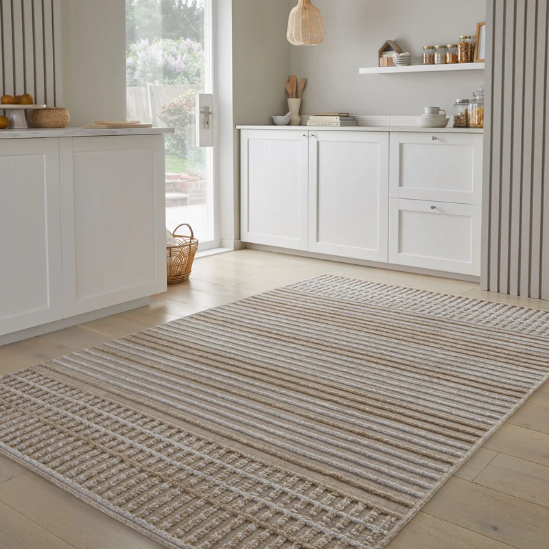 Teppich maschinenwaschbar Streifen-Design IAN