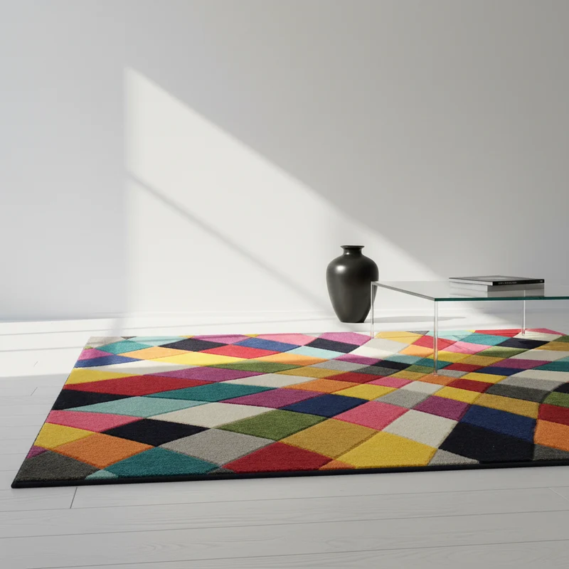 Designteppich Rauten-Kaleidoskop · 100 % Polypropylen · 11 mm Mittelflor