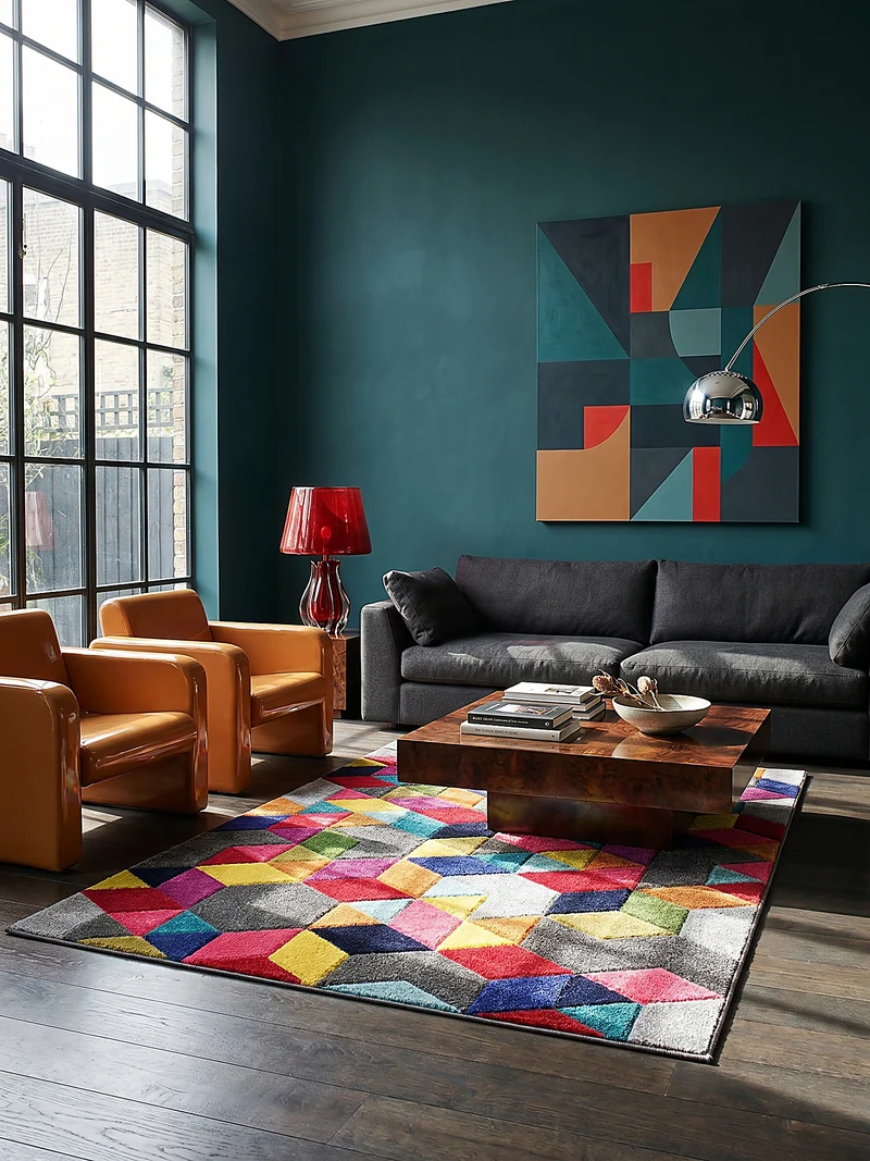Designteppich Geometrie-Mix · 100 % Polypropylen · 11 mm Mittelflor