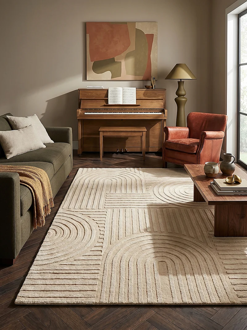Wollteppich Zen-Relief · 100 % Wolle · 14 mm Mittelflor