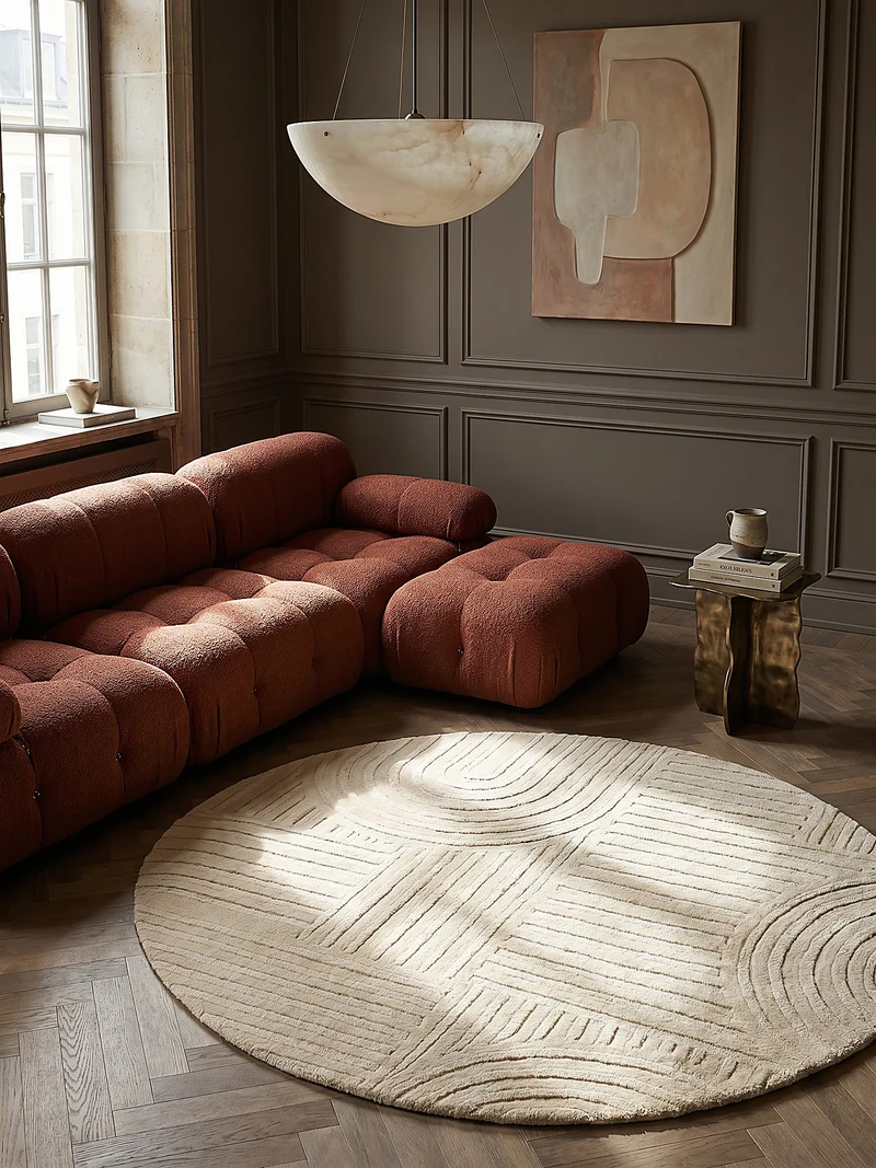 Wollteppich Zen-Relief · 100 % Wolle · 14 mm Mittelflor