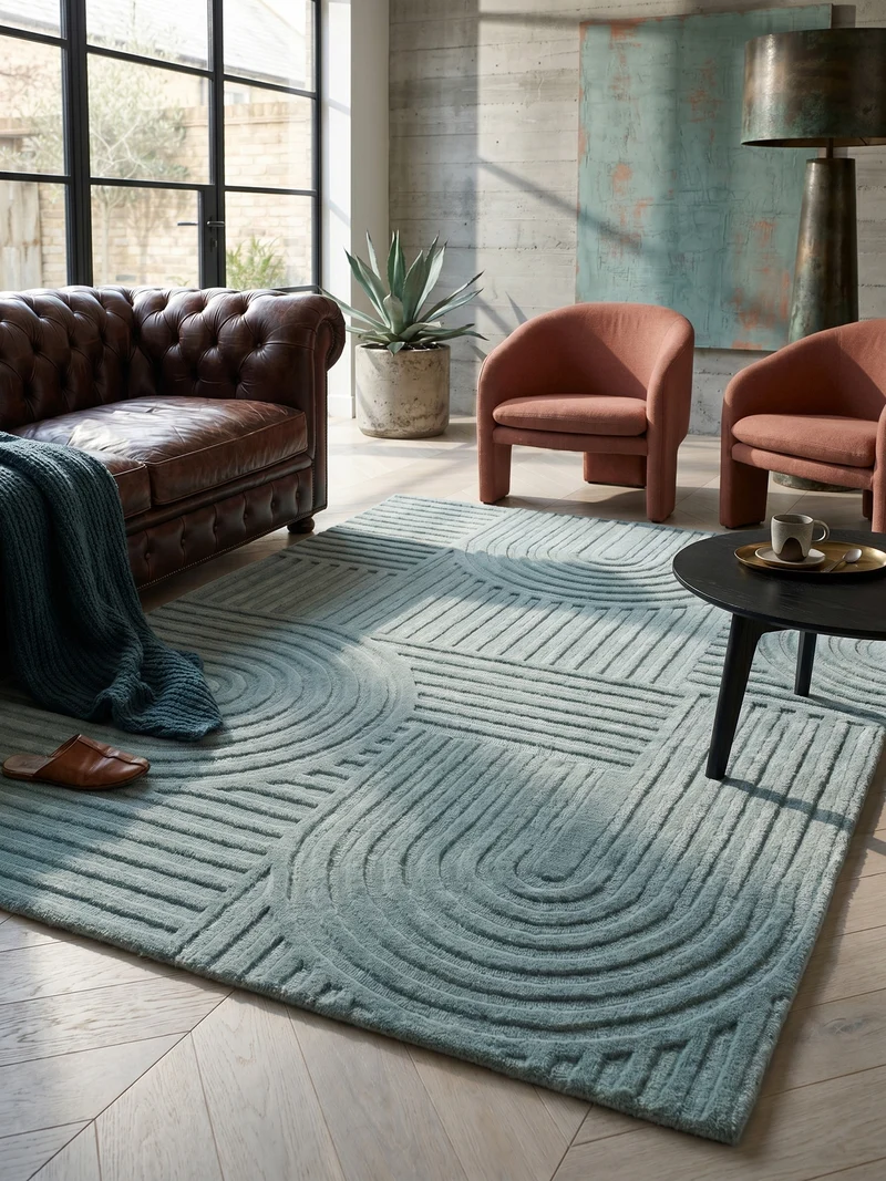 Wollteppich Zen-Relief · 100 % Wolle · 14 mm Mittelflor