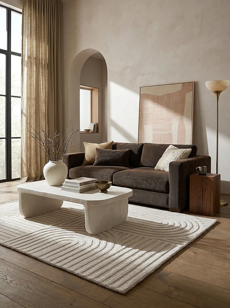Wollteppich Zen-Relief · 100 % Wolle · 14 mm Mittelflor