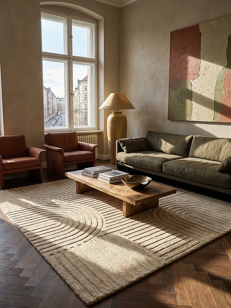 Wollteppich Zen-Relief · 100 % Wolle · 14 mm Mittelflor