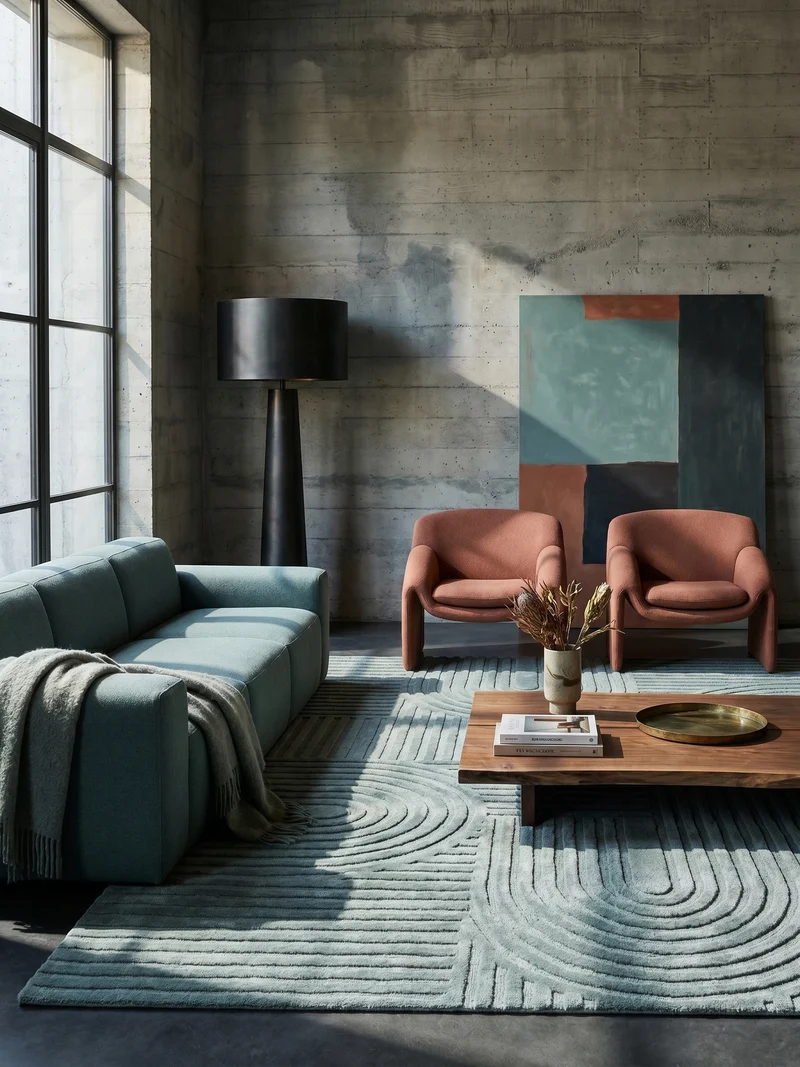Wollteppich Zen-Relief · 100 % Wolle · 14 mm Mittelflor