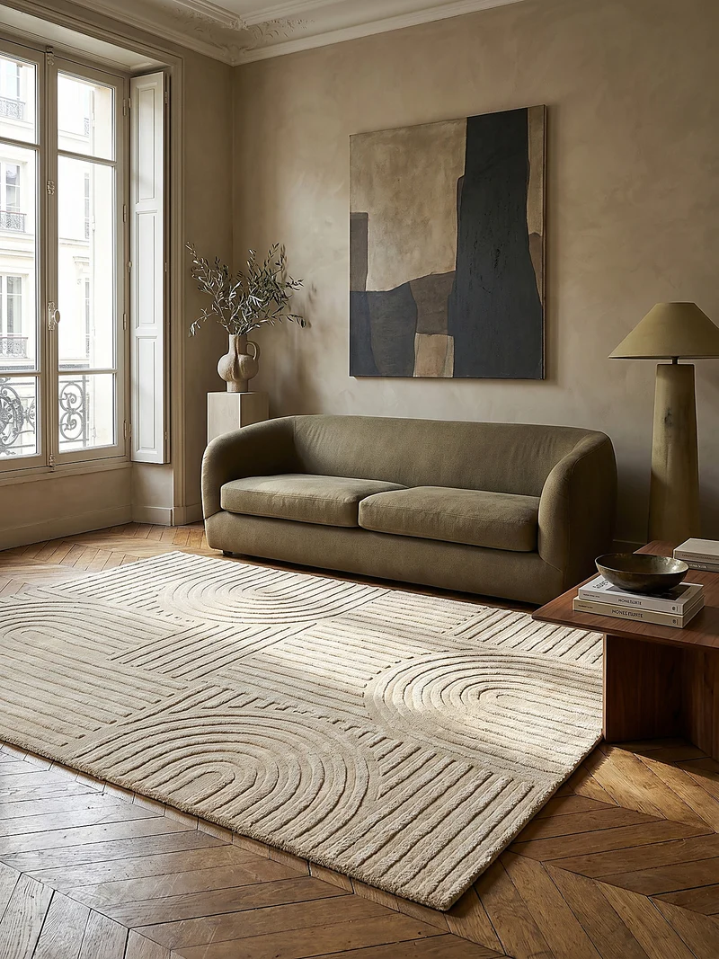Wollteppich Zen-Relief · 100 % Wolle · 14 mm Mittelflor
