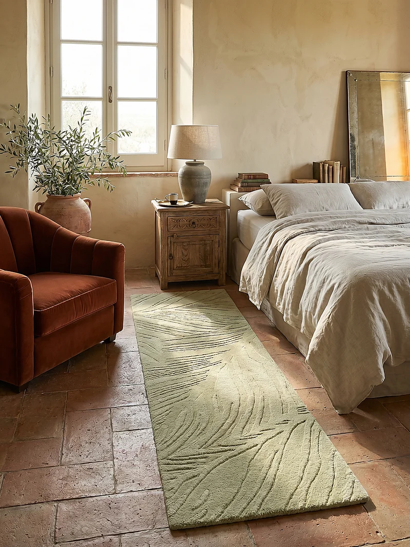 Wollteppich Blatt-Relief · 100 % Wolle · 14 mm Mittelflor