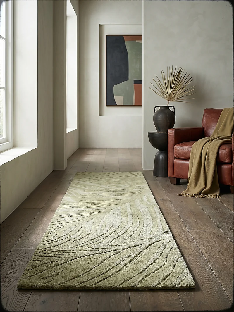 Wollteppich Blatt-Relief · 100 % Wolle · 14 mm Mittelflor