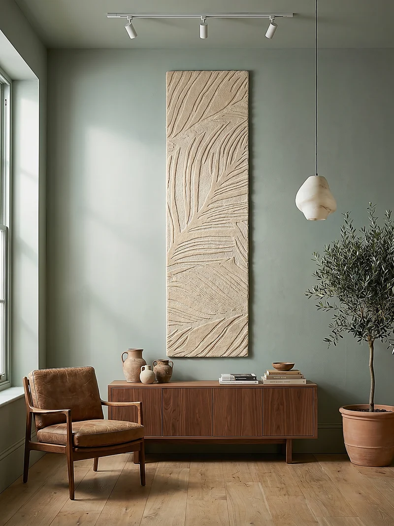 Wollteppich Blatt-Relief · 100 % Wolle · 14 mm Mittelflor