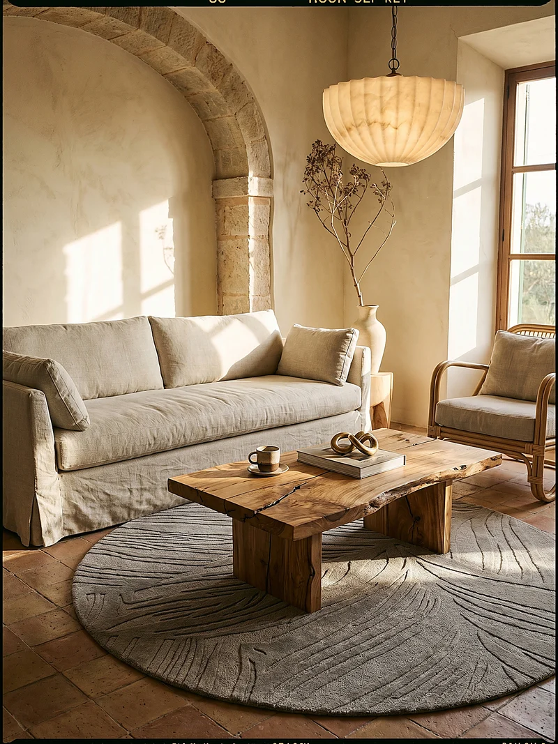 Wollteppich Blatt-Relief · 100 % Wolle · 14 mm Mittelflor