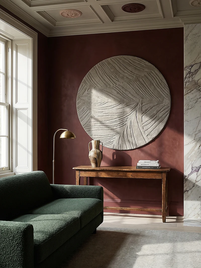 Wollteppich Blatt-Relief · 100 % Wolle · 14 mm Mittelflor