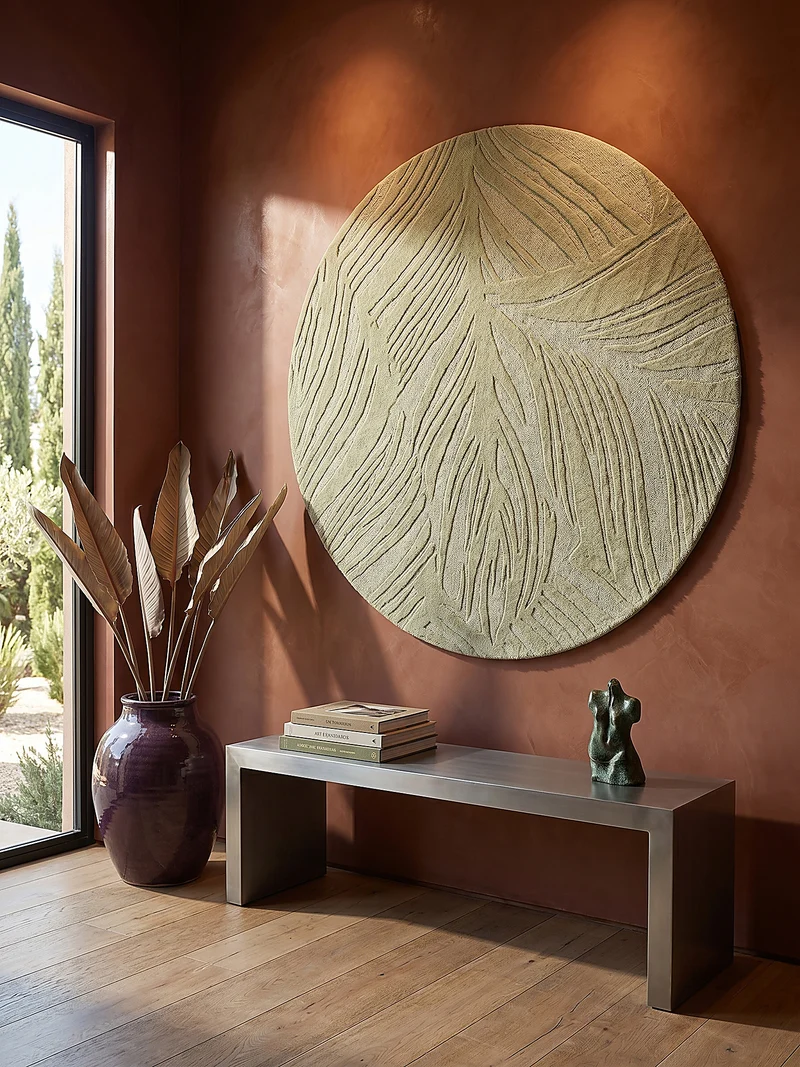 Wollteppich Blatt-Relief · 100 % Wolle · 14 mm Mittelflor
