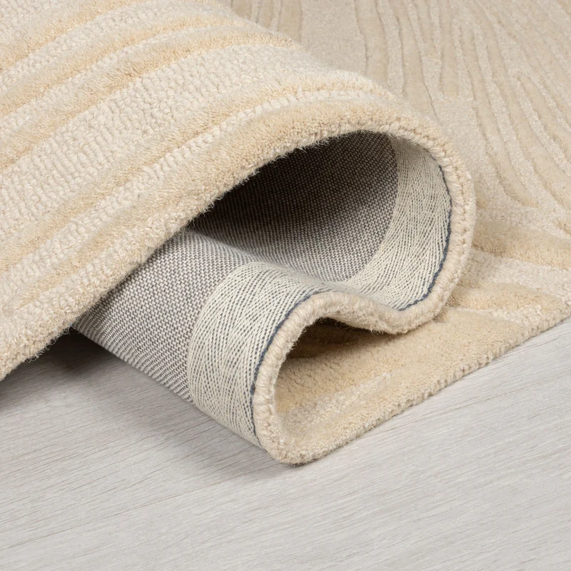 Wollteppich Blatt-Relief · 100 % Wolle · 14 mm Mittelflor