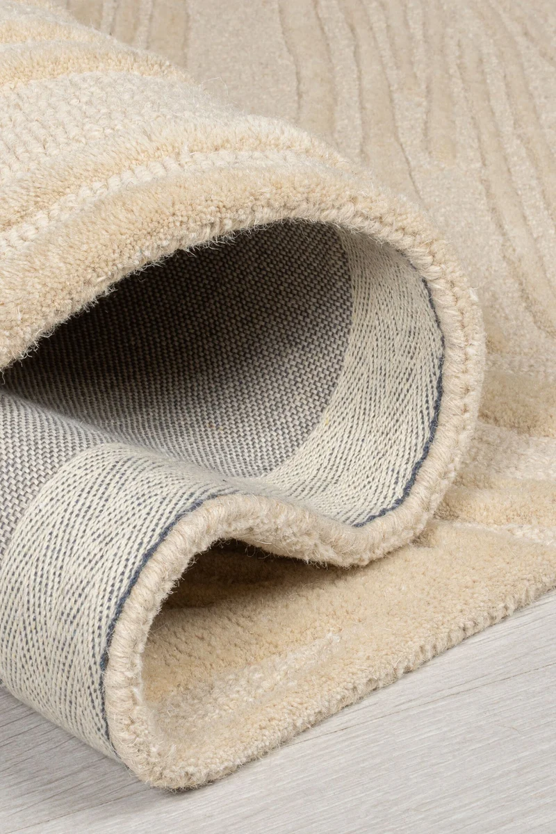 Wollteppich Blatt-Relief · 100 % Wolle · 14 mm Mittelflor