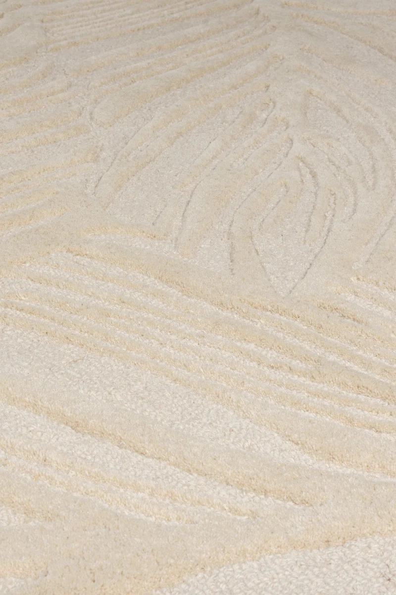Wollteppich Blatt-Relief · 100 % Wolle · 14 mm Mittelflor