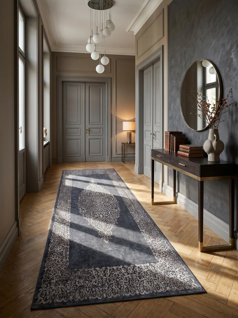 Flachgewebe-Teppich Barock – Waschbar | Besonders Weich & Griffig