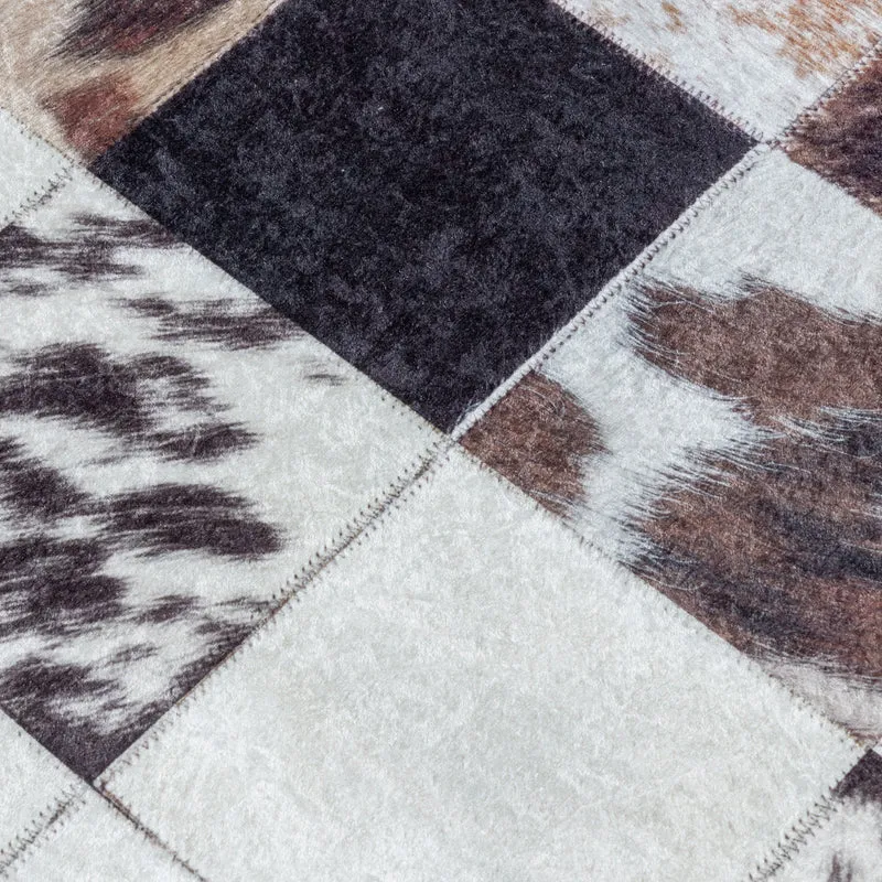 Flachgewebe-Teppich Florales Patchwork – Waschbar & Modern | Maschinenwaschbar bei 30°C