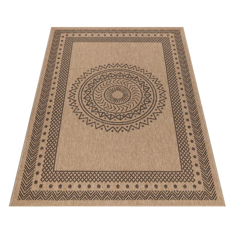 Outdoor-Teppich Mandala-Ornament – Waschbar | Dekoratives Medaillon für Terrasse