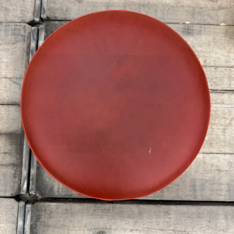 Leder Pouf Hocker Zylinder Rot Gebraucht